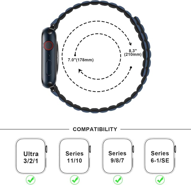 Detalle de Anlinser Magnetic Bands for Apple Watch (49/46/45/44/42/41/40/38mm) — Double-Sided Reversible Silicone Strap