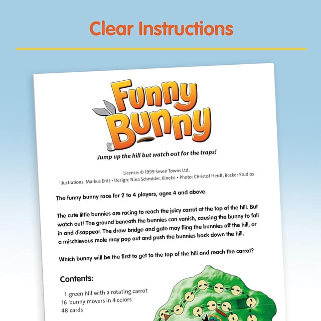 Detalle 2 de Ravensburger Funny Bunny Children’s Game (Age 4+) – 2 to 4 Players