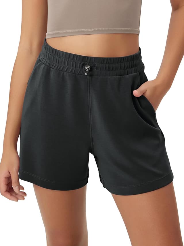 Detalle de ODODOS Modal Soft Relaxed Shorts for Women (4" or 6" inseam) with Adjustable Shockcord Waist