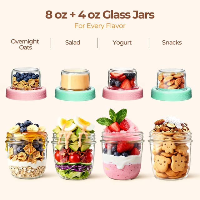 Thumbnail 4 de ComSaf Overnight Oats Containers 8oz+4oz 🥣