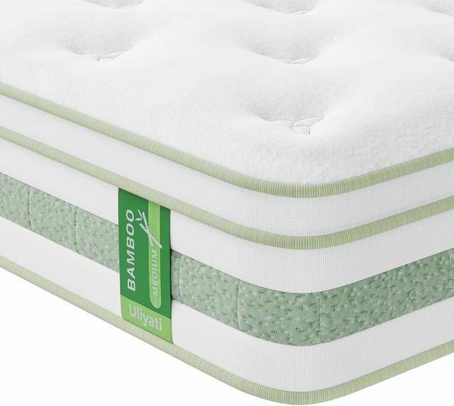 Detalle de Uliyati Double 4FT6 10 Inch Gel Memory Foam Pocket Sprung Hybrid Mattress (7-Zone) – Medium Firm