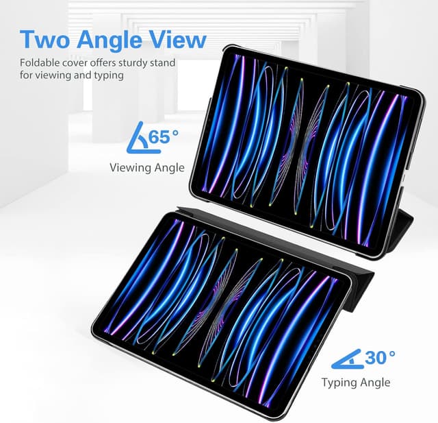 Detalle de ProCase Hülle für iPad Pro 11 Zoll (2022/2021/2020) Dreifach-Falt-Schutzhülle mit Ständer und Smart-Case-Funktion – Schwarz