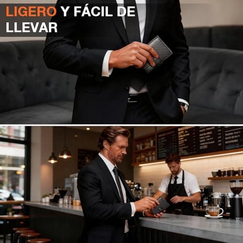 Detalle 2 de TENBST Cartera de Hombre con bloqueo RFID y monedero con cremallera