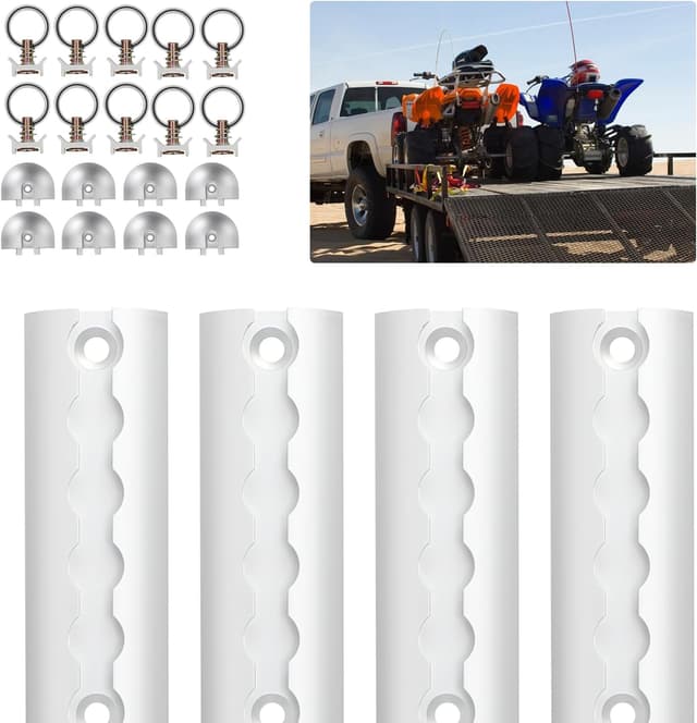 Detalle de Joparri Lot de 4 rails d’amarrage en aluminium anodisé semi-circulaires de 1 m (argent) + 10 raccords simples et 8 embouts