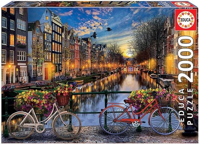 Detalle de Educa Puzzle 2000 piezas Ámsterdam + Pegamento Fix Puzzle 🧩