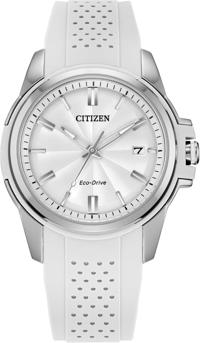 Detalle de Citizen Eco-Drive Classic FE6131-04A Ladies Watch with White Rubber Strap