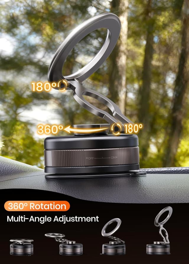 Thumbnail 6 de PKBD Vakuum magnetische Handyhalterung fürs Auto mit 360° Drehung und 2500 gf Magnetkraft (Magsafe) – schwarz