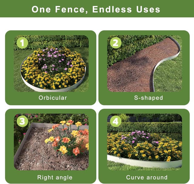 Detalle de ACXIN Metall-Rasenkante 15 cm hoch (verzinkte Oberfläche) – flexible Beeteinfassung für Mähkante & Baumring