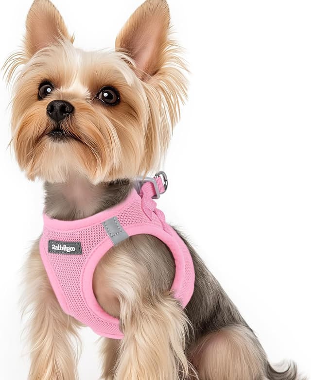 Detalle de rabbitgoo Hundegeschirr für kleine Hunde (Step-in), weiches Mesh, reflektierend – Rosa, Größe XS