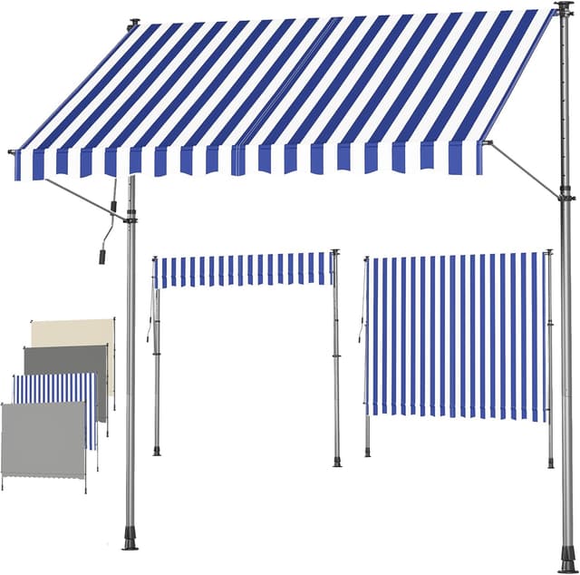 Detalle de SONGMICS Store banne rétractable manuel GSA302QZ01 (300 x 120 cm) bleu et blanc