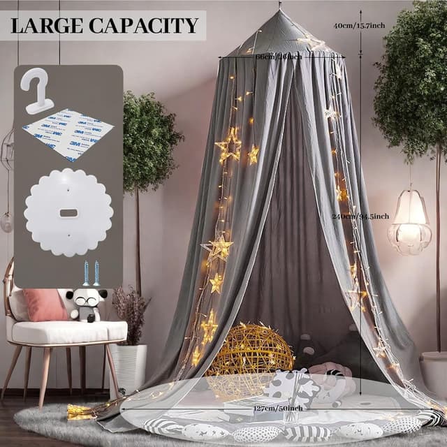 Detalle de Kinder Himmelbett Baldachin Grau, 280 cm