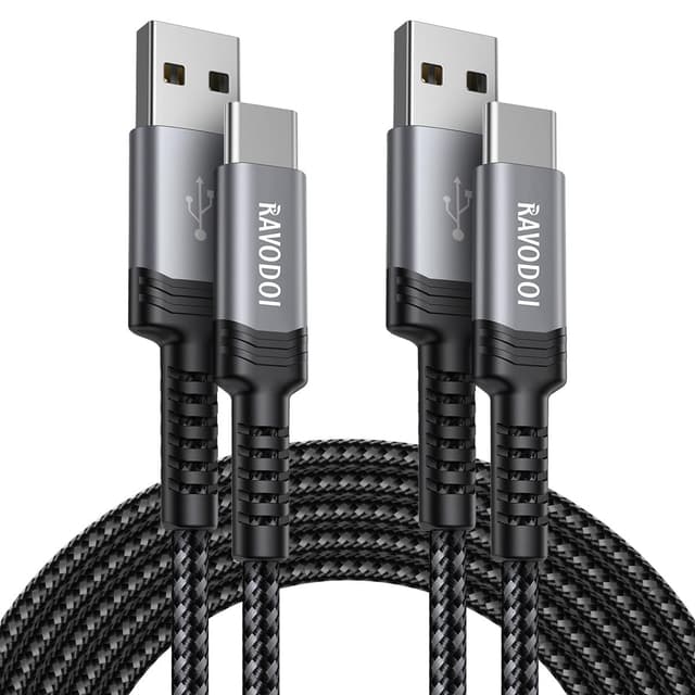Detalle de USB-C Charger Cable 3m 2-Pack – USB to USB-C Fast Charge (Nylon Braided)