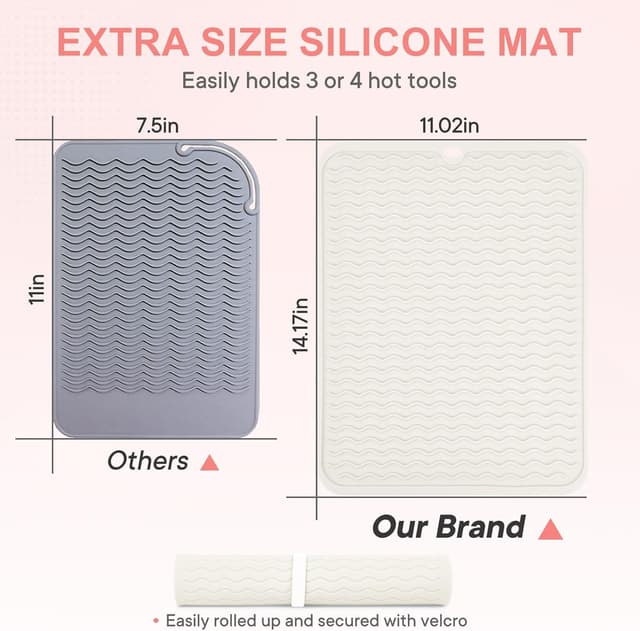 Detalle de Suafrnut Oversize Silicone Heat Resistant Mat (14.2" x 11") for Curling Irons & Hot Tools