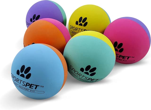 Detalle de SPORTSPET High Bounce Natural Rubber Dog Balls (6 Pack, 60mm)
