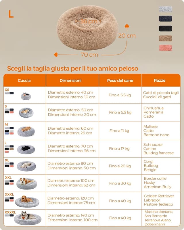 Thumbnail 6 de Feandrea Cuccia Cane 70 cm lettino a ciambella