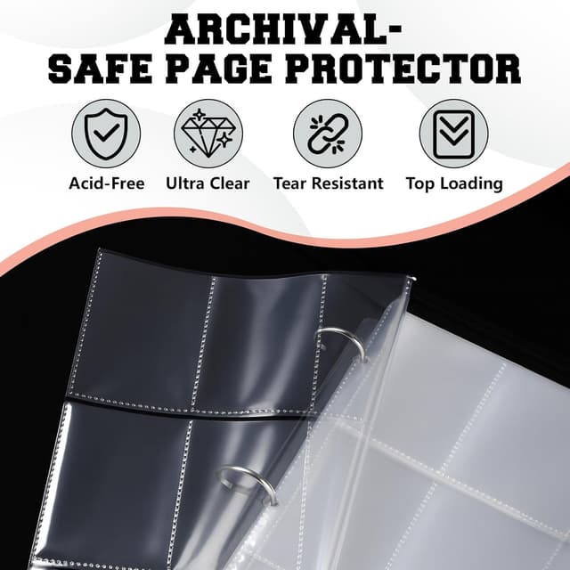 Detalle 2 de 9 Pocket Trading Card Zip Binder (Pink) — Holds Up to 900 Cards with Removable Sleeves