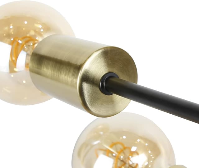 Detalle de CBJKTX Vintage Deckenleuchte mit 3 Spots und E27-Fassungen, Schwarz-Gold, Retro-Industrial Look