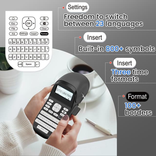 Detalle 2 de Phomemo LT12 étiqueteuse portable Bluetooth avec clavier QWERTY (gris)