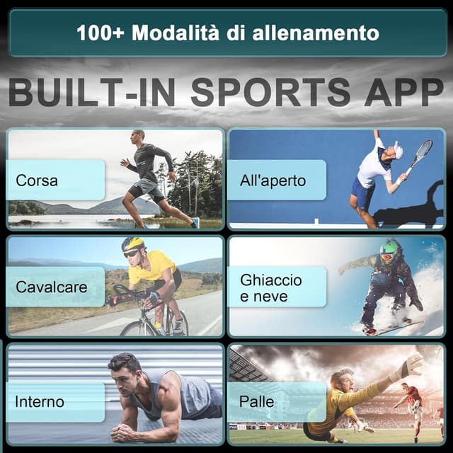Thumbnail 6 de IOWODO Smartwatch Uomo con chiamate Bluetooth, cardio, SpO2 e 100+ modalità sport
