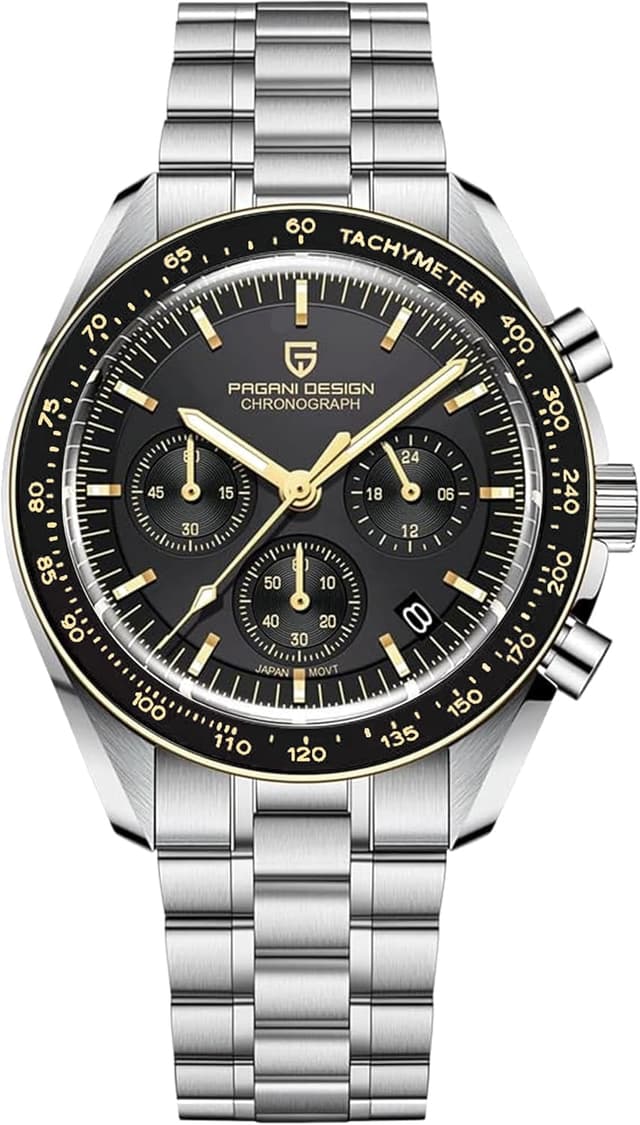 Detalle de Pagani Design 1701 montre à quartz homme chronographe, mouvement japonais VK63, verre saphir