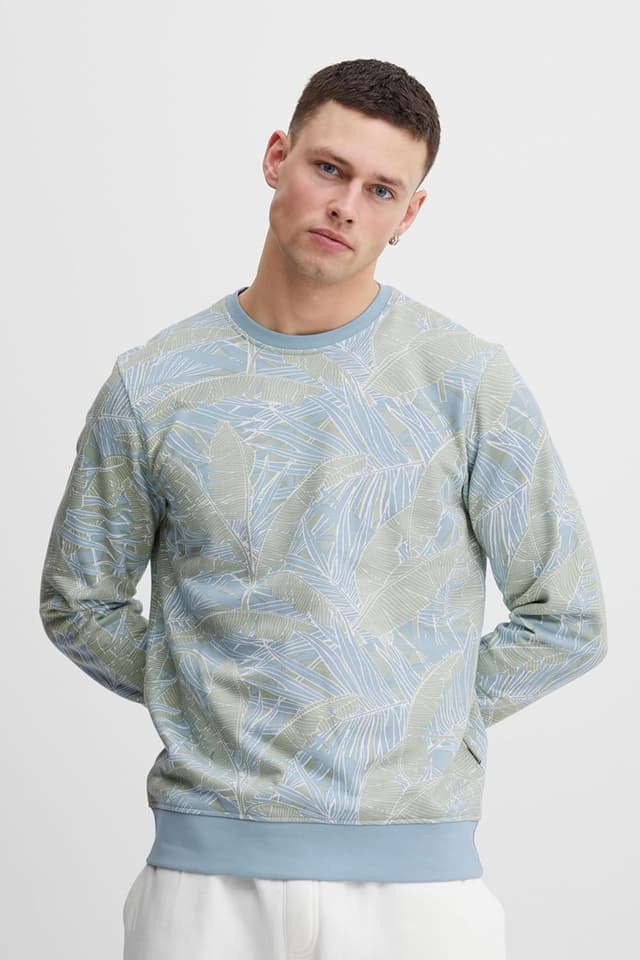 Detalle 2 de Blend Herren Sweatshirt Pullover 20715350 mit Rundhalsausschnitt und Blumen-Allover-Print