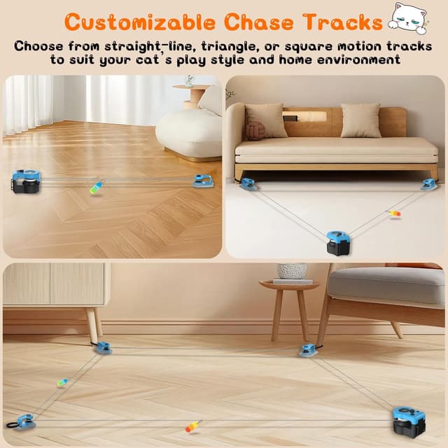Detalle 2 de ITSHINY Elektrisches Katzenspielzeug mit anpassbaren Laufwegen (Auto- & manueller Modus, USB-wiederaufladbar)
