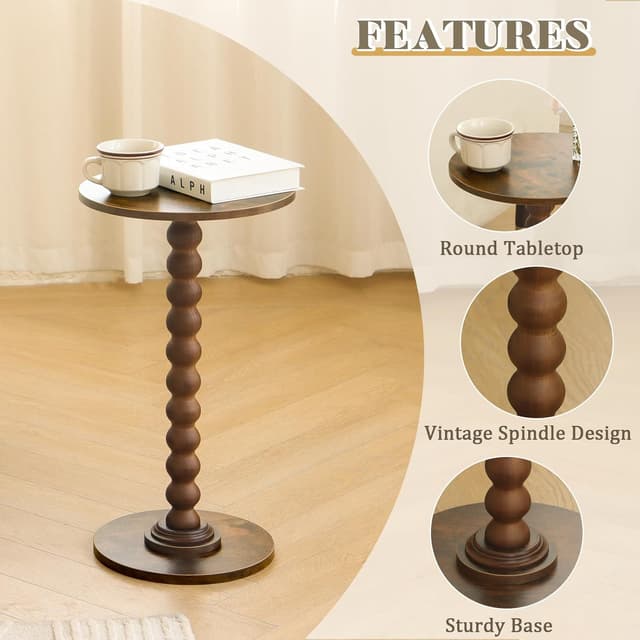 Thumbnail 3 de Fultyle Round Side Table Rustic Brown