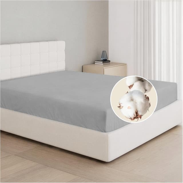 Imagen de Dreamzie Drap Housse 80x190/200 Gris coton jersey en OfertitasTOP