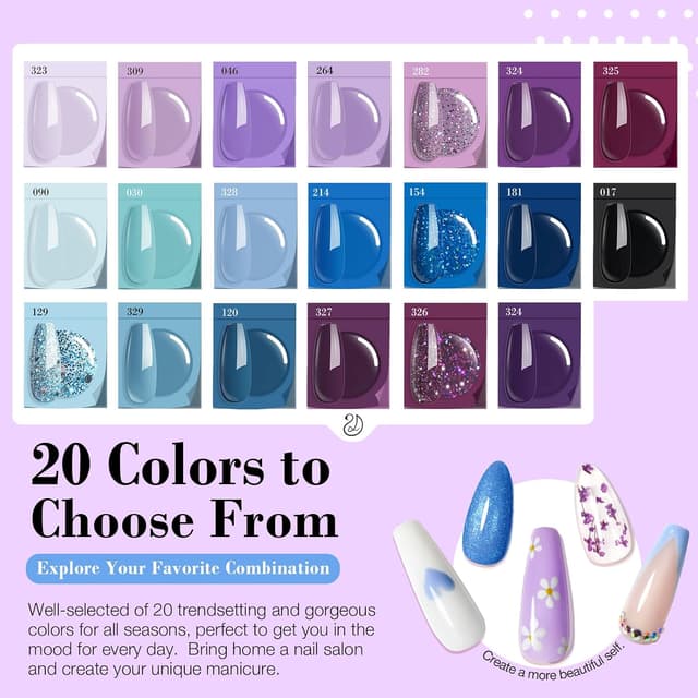 Detalle 1 de AZUREBEAUTY Dip Powder Nail Kit Starter (31-Piece) with 20 Color Dipping Powders + Base/Top/Activator