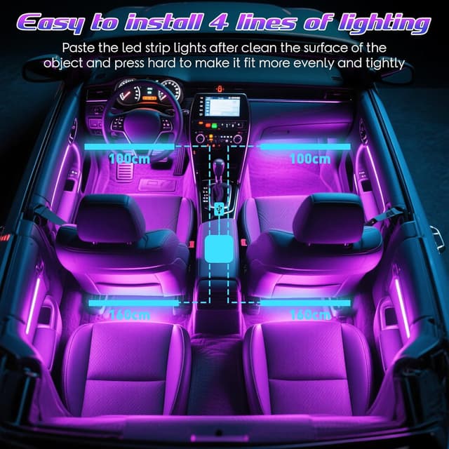 Thumbnail 6 de Winzwon Cadeau de Noël : ruban LED voiture intérieur 16 millions de couleurs avec contrôle APP (2)