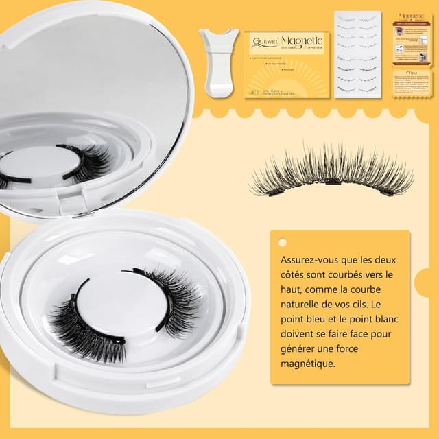 Detalle de Cils magnétiques Naturels réutilisables QUEWEL avec applicateur (sans colle) — Set de 1 paire