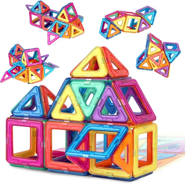 Detalle de Flouco Magnetische Bausteine 40-teilig – magnetisches STEM/Montessori-Spielzeug ab 3 Jahren
