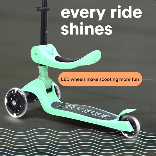 Detalle de SereneLife 3 Wheel Kids Scooter (LED wheels) with/without foldable seat