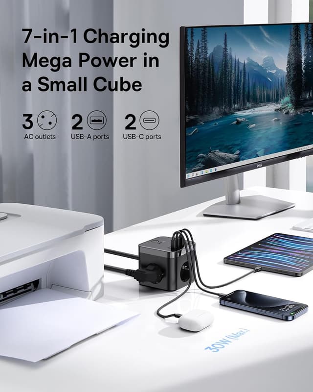 Thumbnail 1 de Baseus 30W Cube GaN5 Cargador USB-C con 3 puertos ⚡