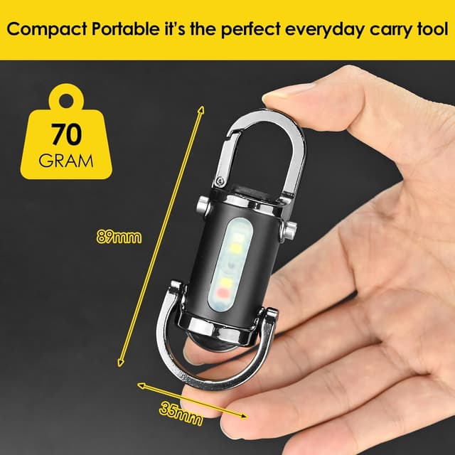 Detalle 2 de 1200lm Mini Rechargeable Keychain Flashlight (Waterproof LED) with Carabiners, Black