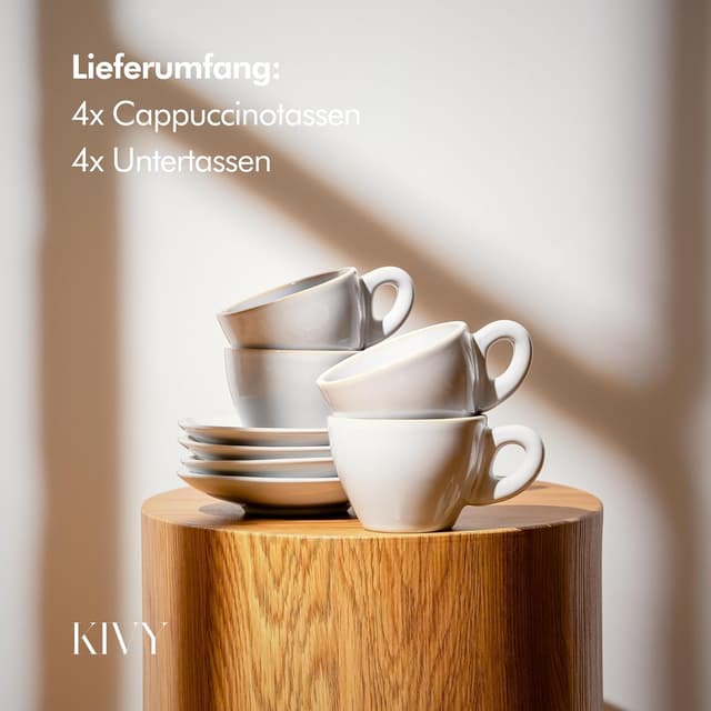 Thumbnail 4 de KIVY Cappuccino Tassen Set 4x180 ml Groß Grau