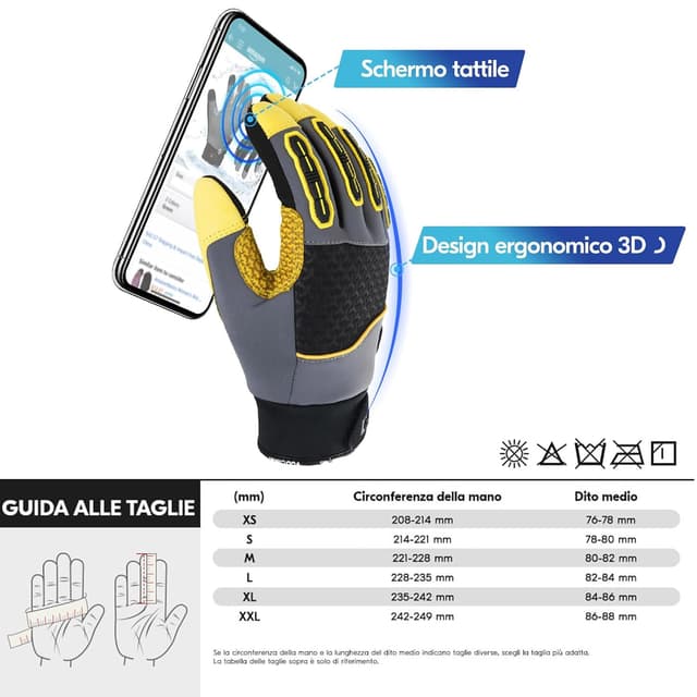 Detalle de Gants de travail d’hiver Vgo… pour mécanicien (jusqu’à -20 °C), imperméables et tactiles – Gris, XL