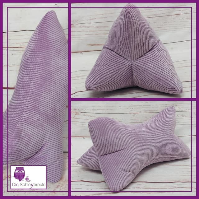 Detalle de Leseknochen Nackenkissen aus Cord (Flieder) – bequem, handgestopft und waschbar in Deutschland