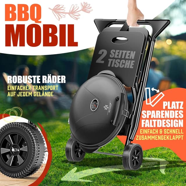 Detalle 2 de KESSER® 2in1 Elektrogrill Tischgrill & Standgrill mit Deckel, Thermostat, Antihaftbeschichtung (2400 Watt)