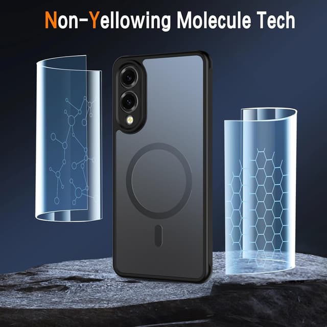 Detalle de Coque magnétique AOKUMA pour Samsung Galaxy S25 Edge compatible MagSafe, avec 2 verres trempés et protection anti-rayures – noir