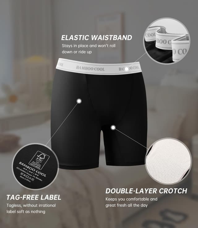 Thumbnail 2 de BAMBOO COOL Womens BoyShorts 5-Pack