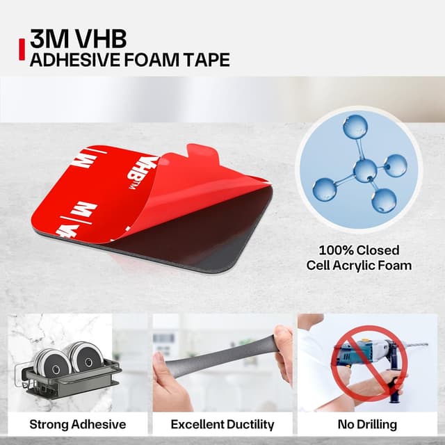 Detalle de FIXCHORD Double Sided Sticky Pads (10 Pcs) – Heavy Duty Acrylic Foam Adhesive Pads for Dash Cams, Action Cameras & Home Use, 44×34mm