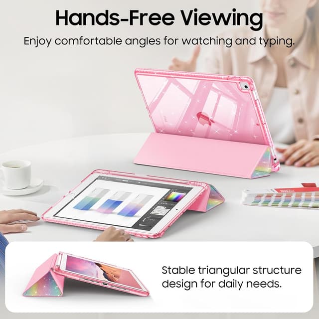 Detalle 2 de FINTIE Glitzer-Hülle für iPad 10,2 Zoll (9./8./7. Generation) – transparente Schutzhülle mit Stifthalter, Auto Sleep/Wake