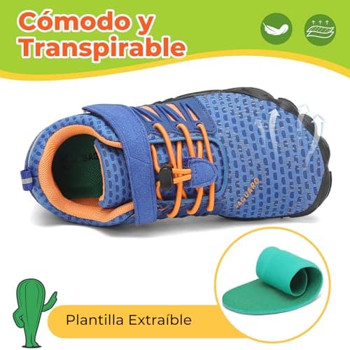 Detalle de SAGUARO zapatillas barefoot minimalistas para niña y niños, suela antideslizante y zero drop