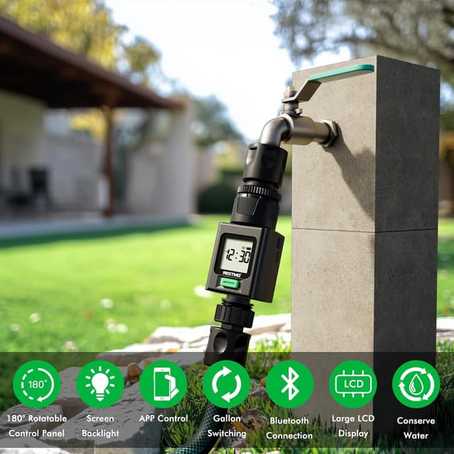Detalle 2 de Restmo Smart Water Flow Meter with Bluetooth for Garden Hoses and RV Tank Filling