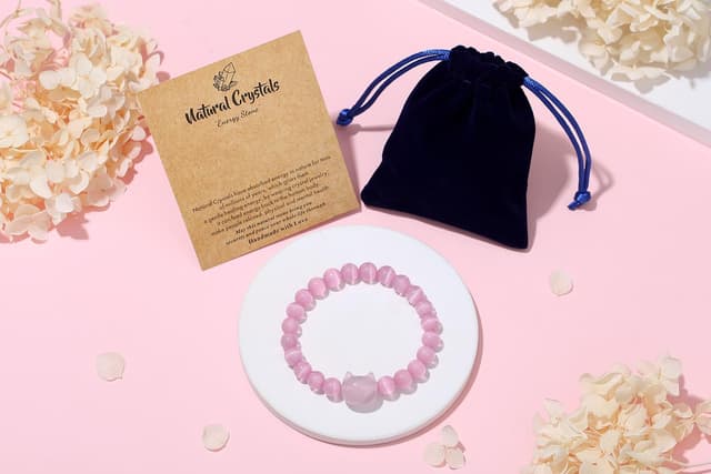 Detalle 1 de XIANNVXI Cat bracelet Rose Quartz 8mm