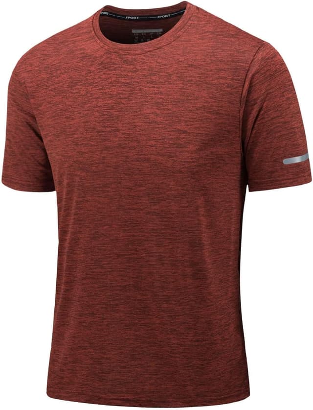 Detalle de KEFITEVD Herren Funktionsshirt kurzarm – schnelltrocknend, atmungsaktiv und mit reflektierenden Streifen