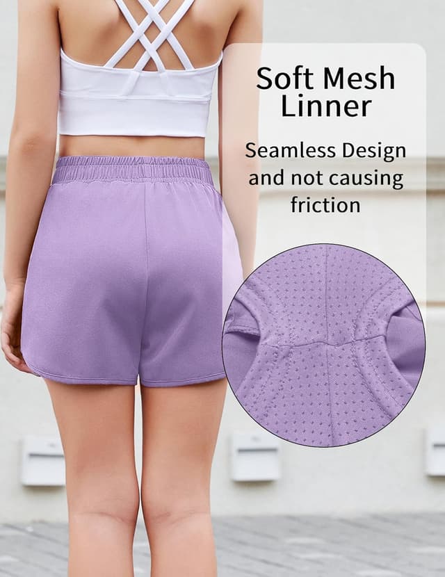 Detalle de Arshiner shorts ragazzze per sport estivi con tasche e cerniera, vita alta elastica (5-14 anni)