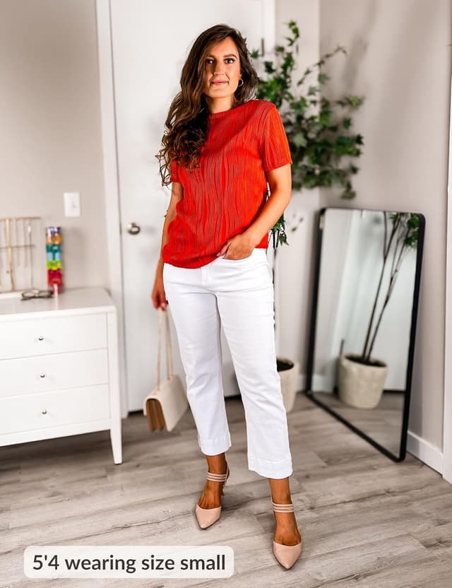 Detalle 2 de luvamia Capri Jeans for Women High Waisted Slim Straight Stretchy Denim Capris Pants with Welt Pockets