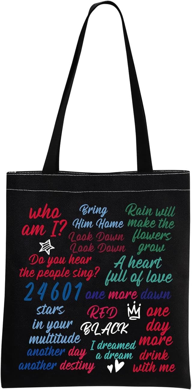 Detalle de Les Misérables tote bag – musical inspired gift tote for everyday essentials